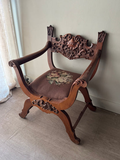 Carved walnut chair