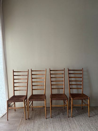 Woven ladder back chairs. Sets of 2.