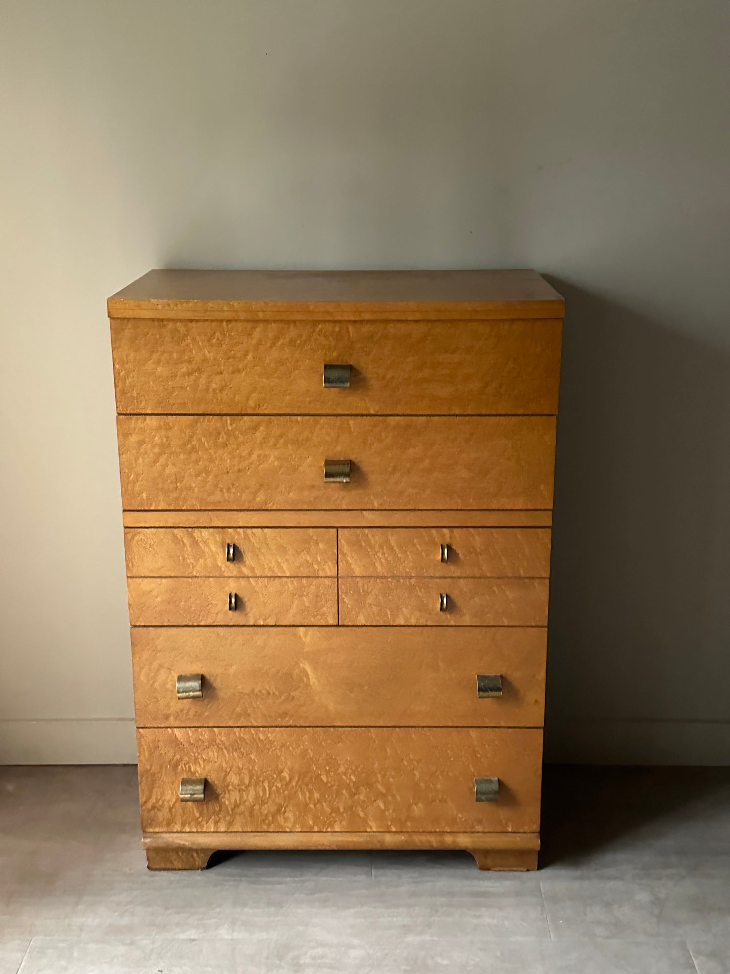 Birdseye maple tallboy dresser
