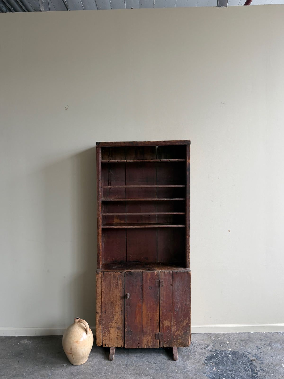 Painted pine pewter cupboard