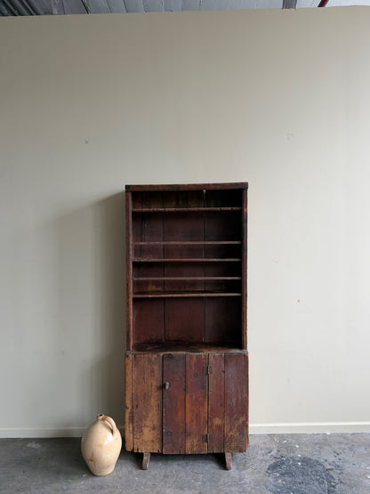 Painted pine pewter cupboard