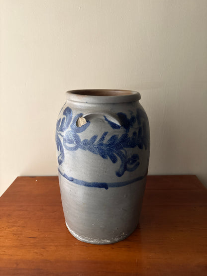 Cobalt-decorated stoneware crock