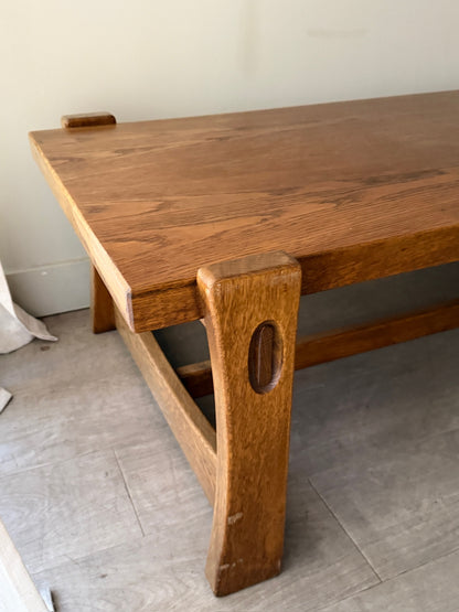 Carl Straub brutalist oak coffee table