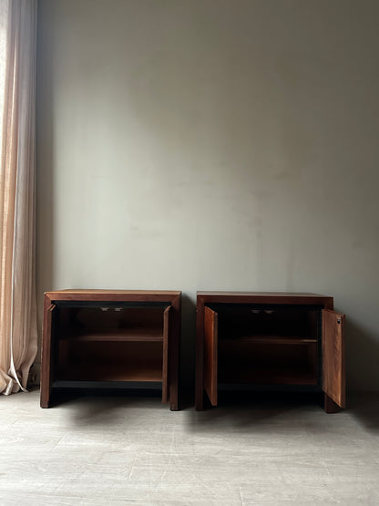 Pair of walnut side tables