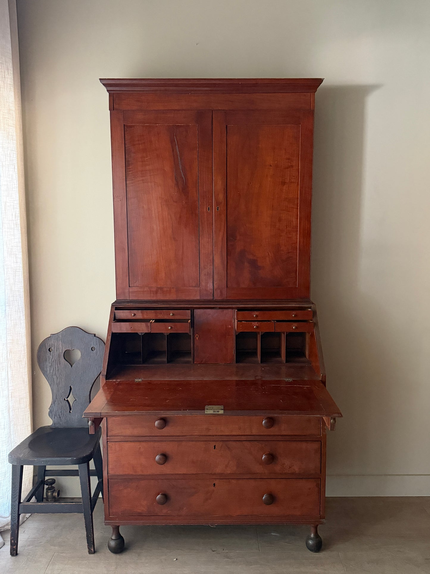 Cherry secretary hutch