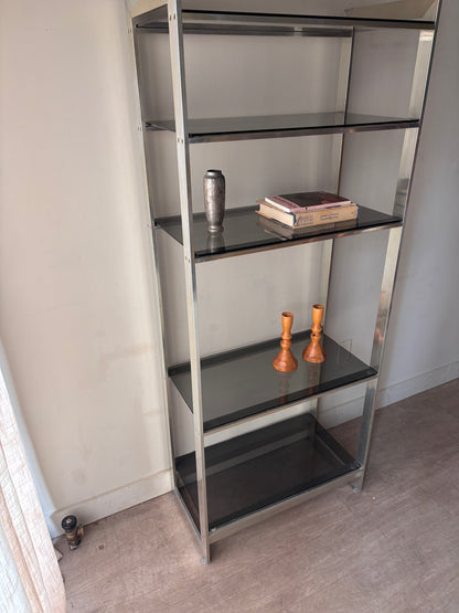 Steel and smoked glass etagere