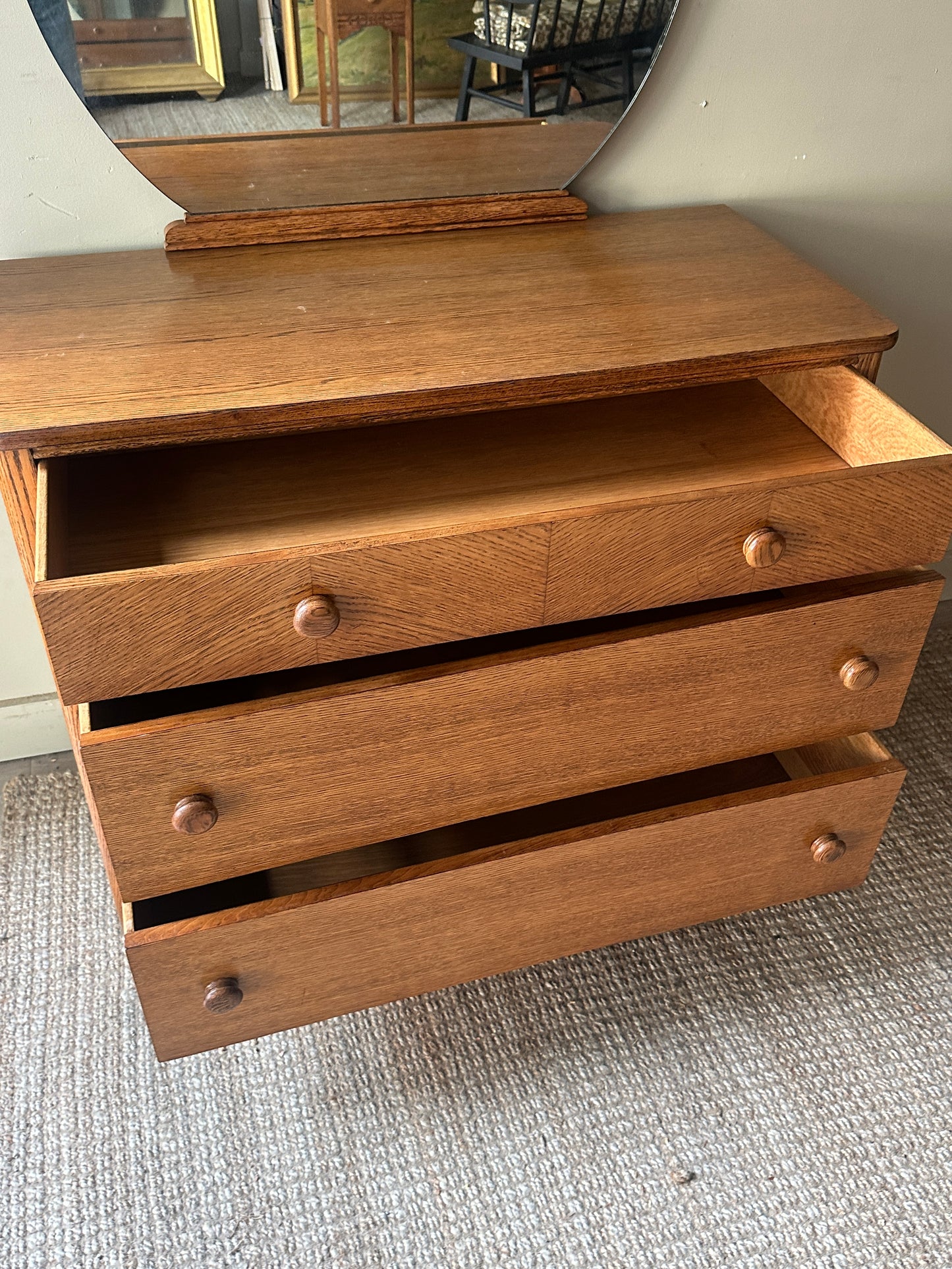 Oak dresser with vanity mirror