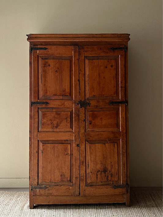 18th c. pine paneled cupboard
