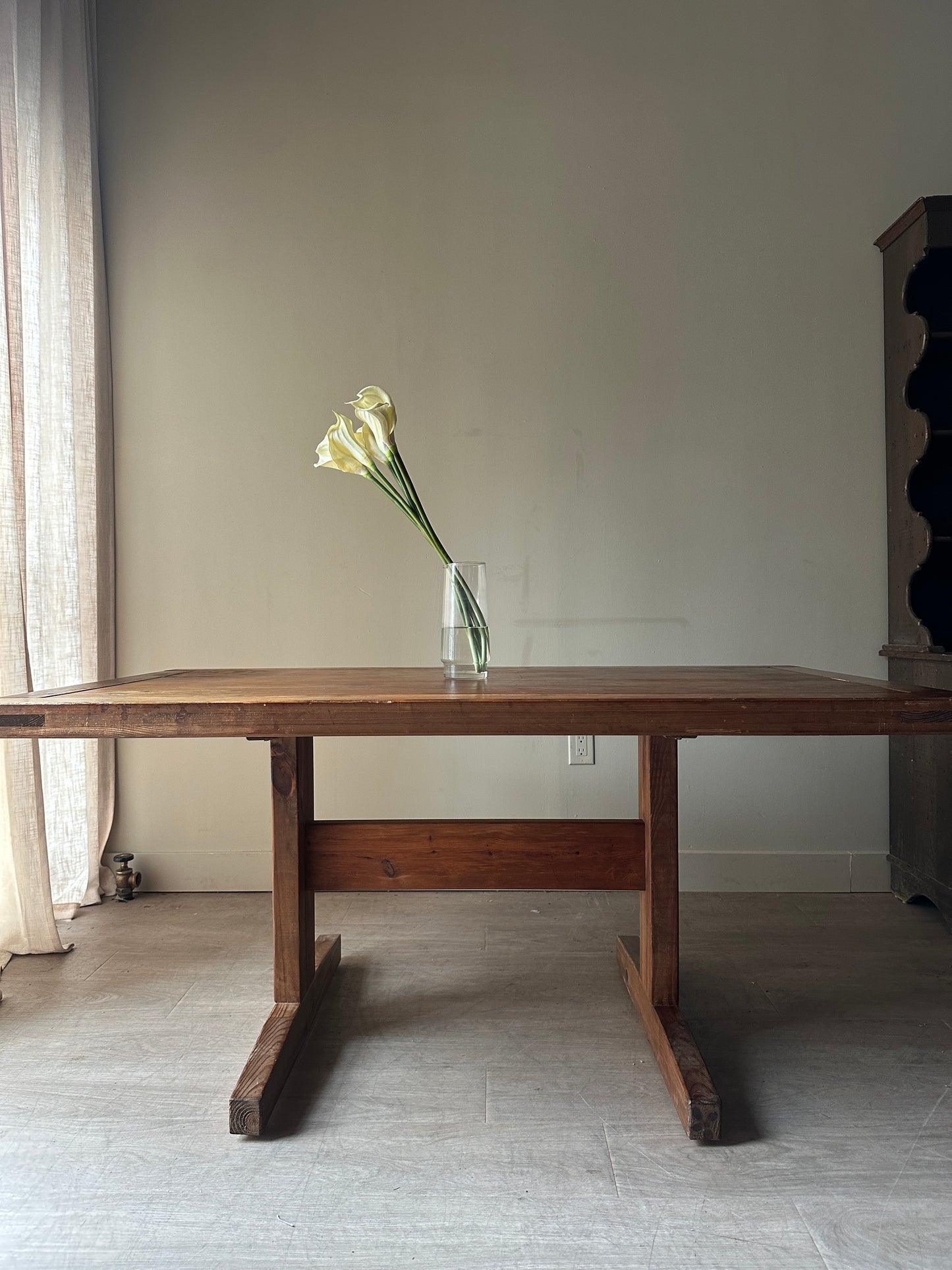 Oak trestle dining table
