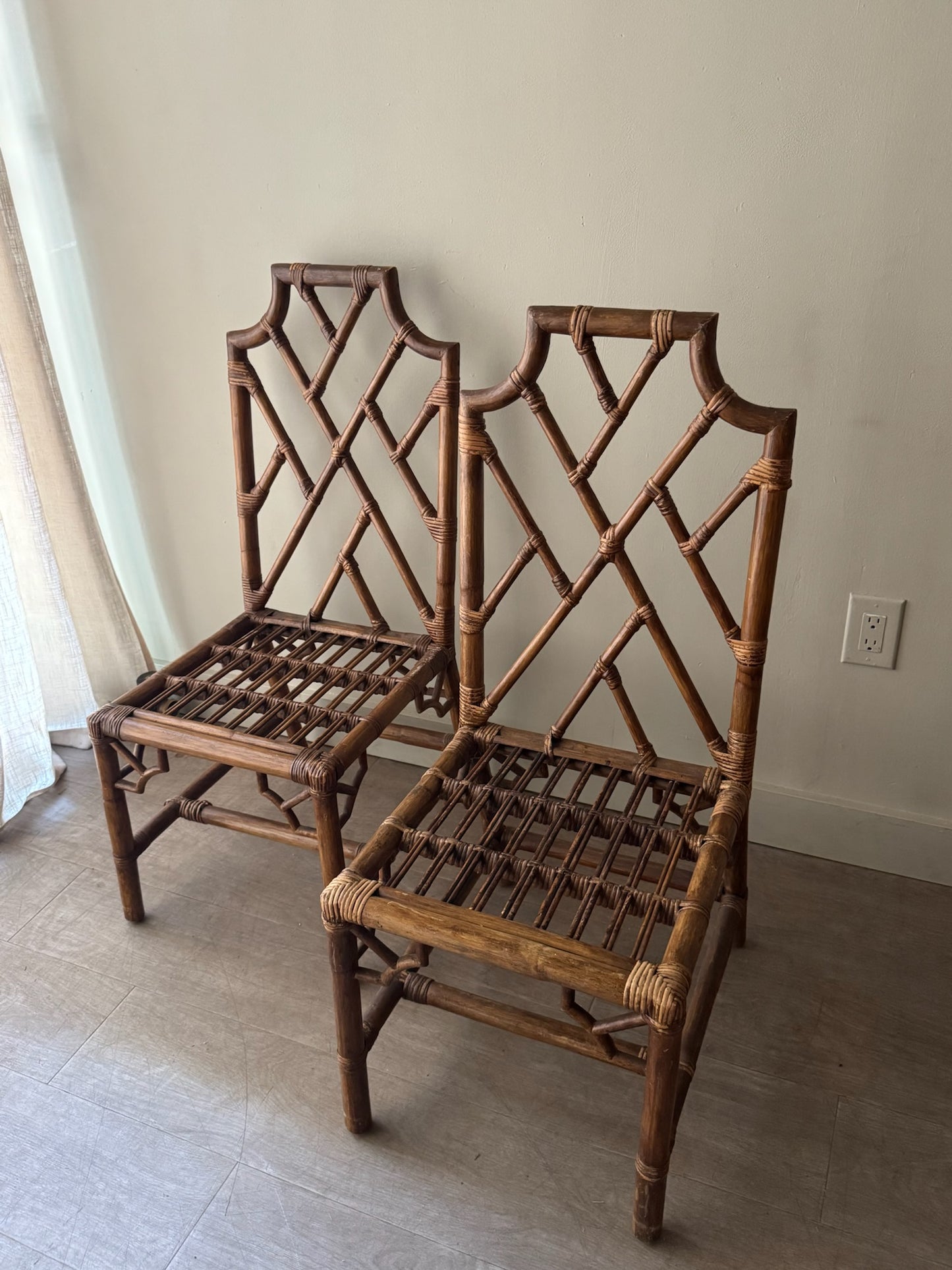 Bamboo dining chairs. Sold as a pair.