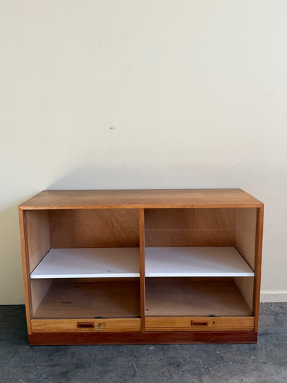 Danish oak tambour cabinet