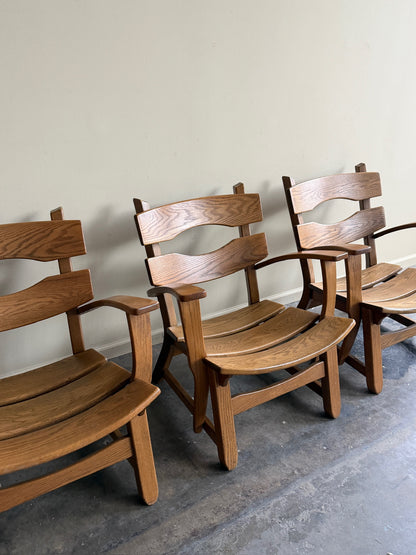 AWA Almelo Dutch oak armchairs. Sold individually.