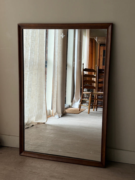 Walnut mirror with star etchings