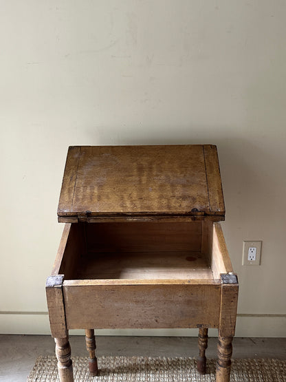 Grain painted school desk with inkwell