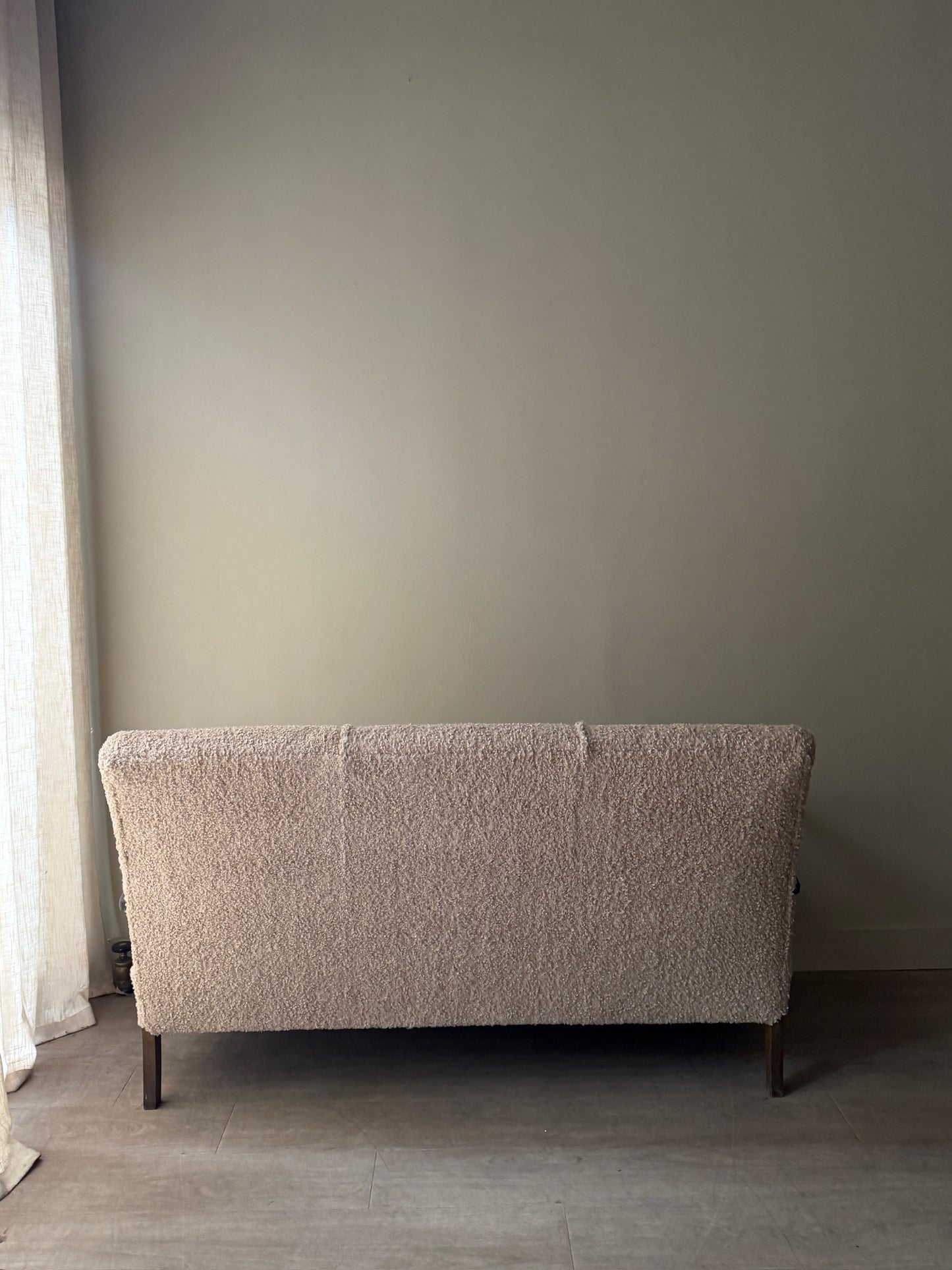 Danish oak & boucle sofa