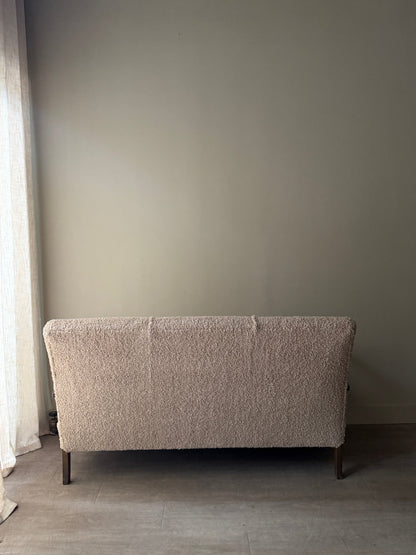 Danish oak & boucle sofa