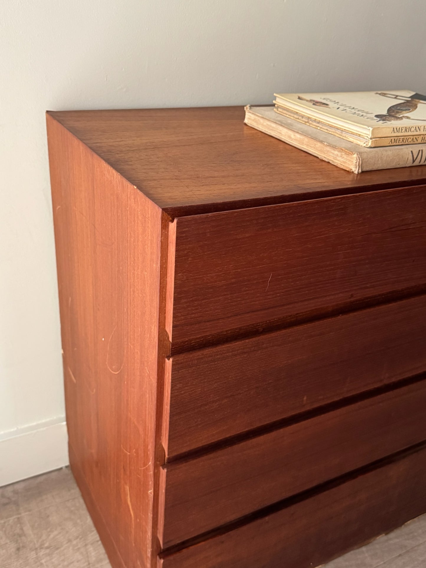 Danish teak 4 drawer dresser