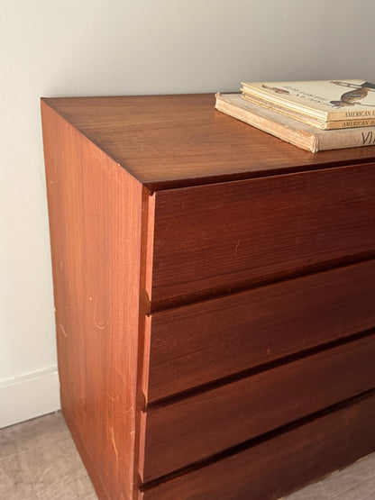 Danish teak 4 drawer dresser