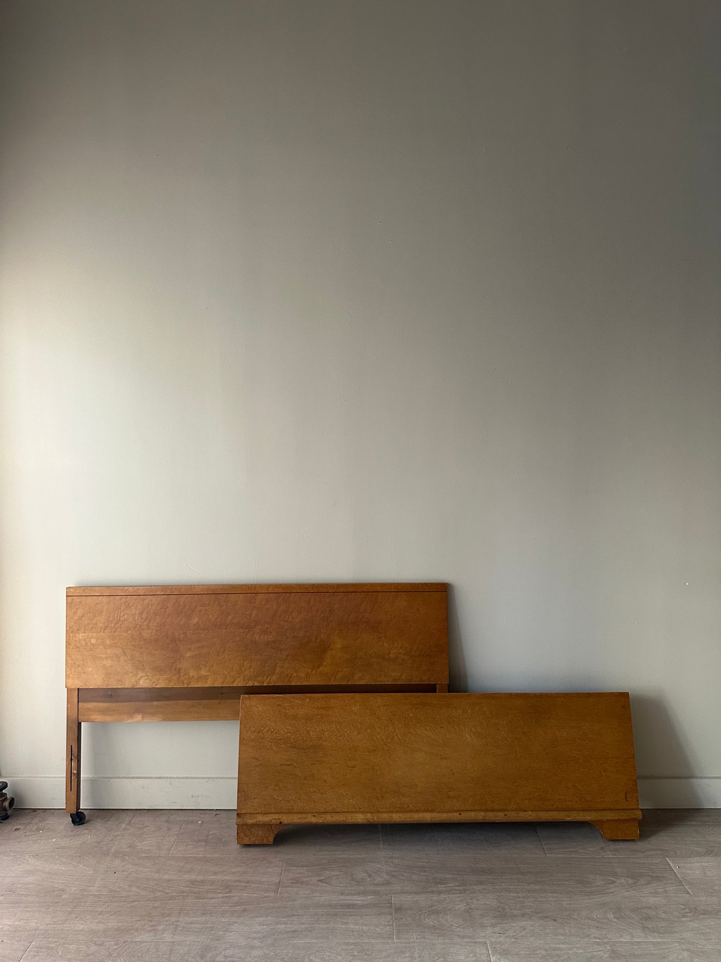 Burlwood headboard and footboard. Full.