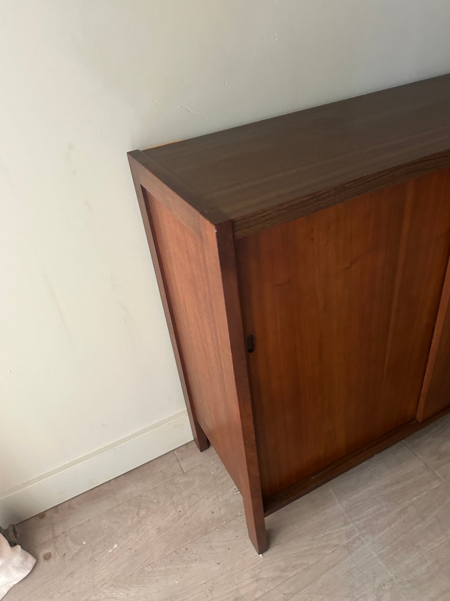 Walnut sliding door cabinet