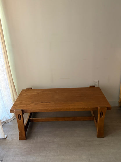 Carl Straub brutalist oak coffee table