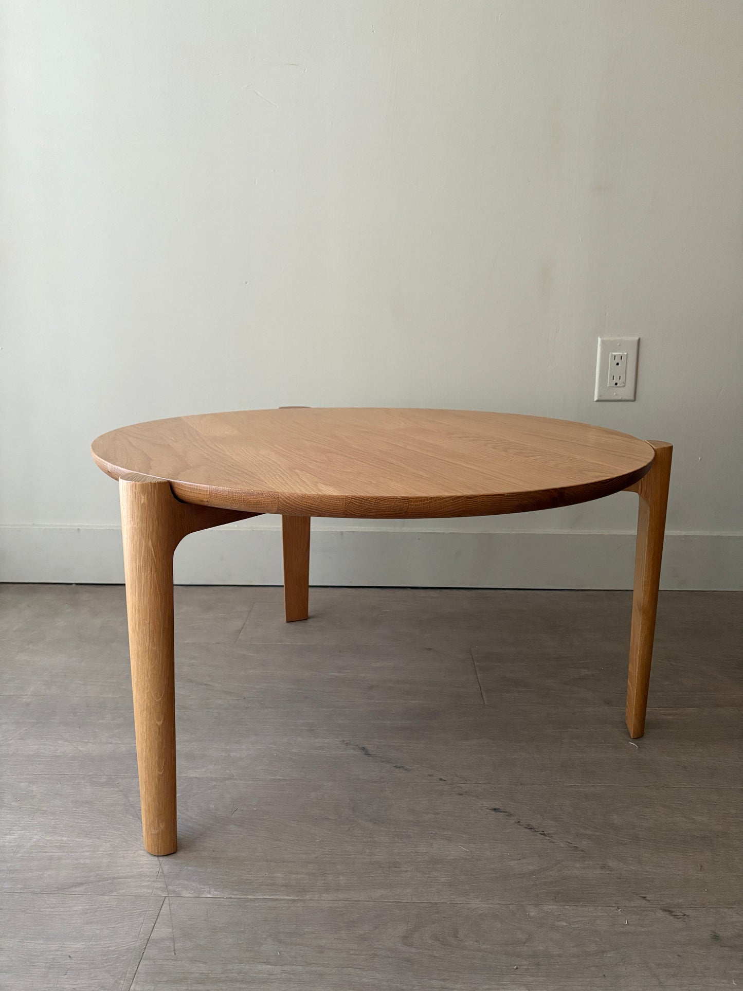 Small round oak coffee table