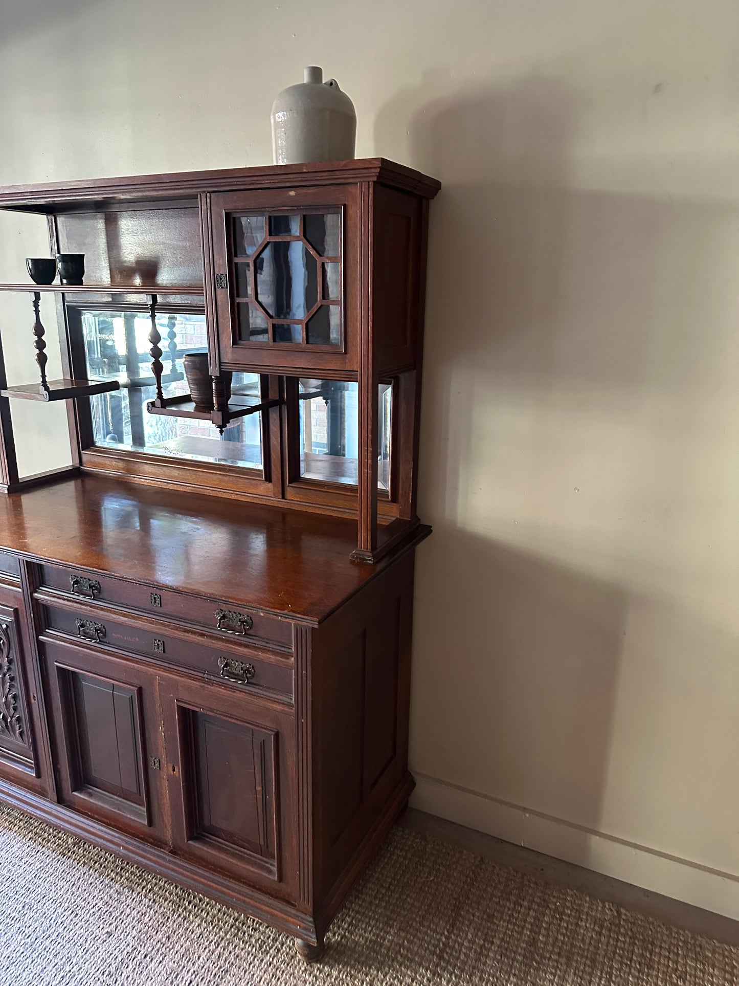 Oak two piece hutch