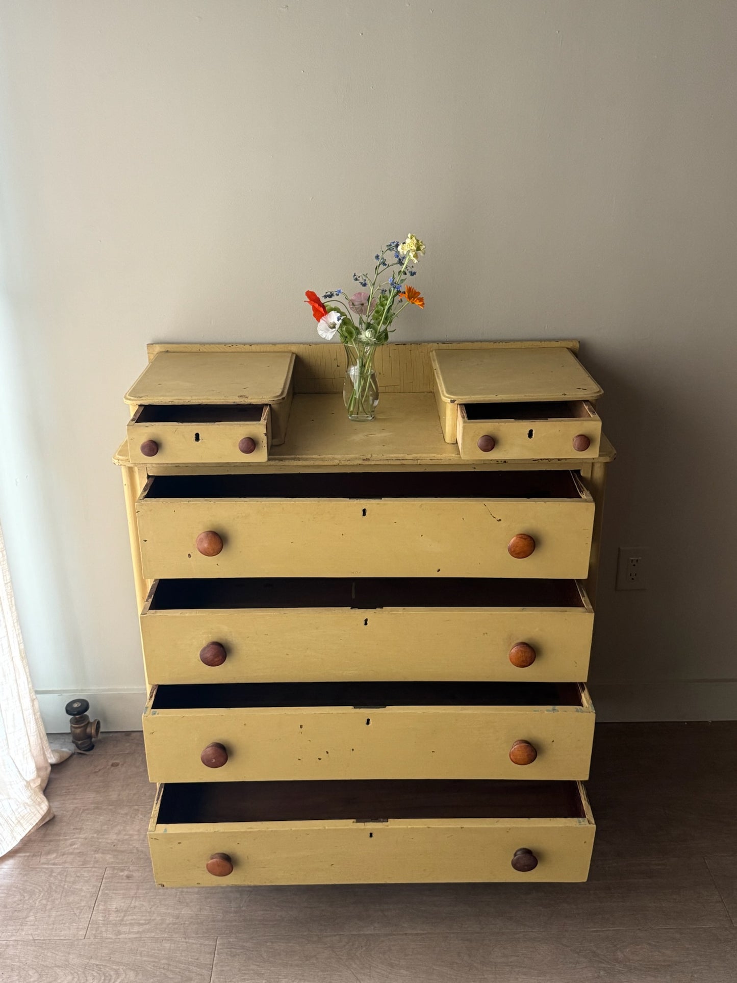 Yellow painted pine dresser