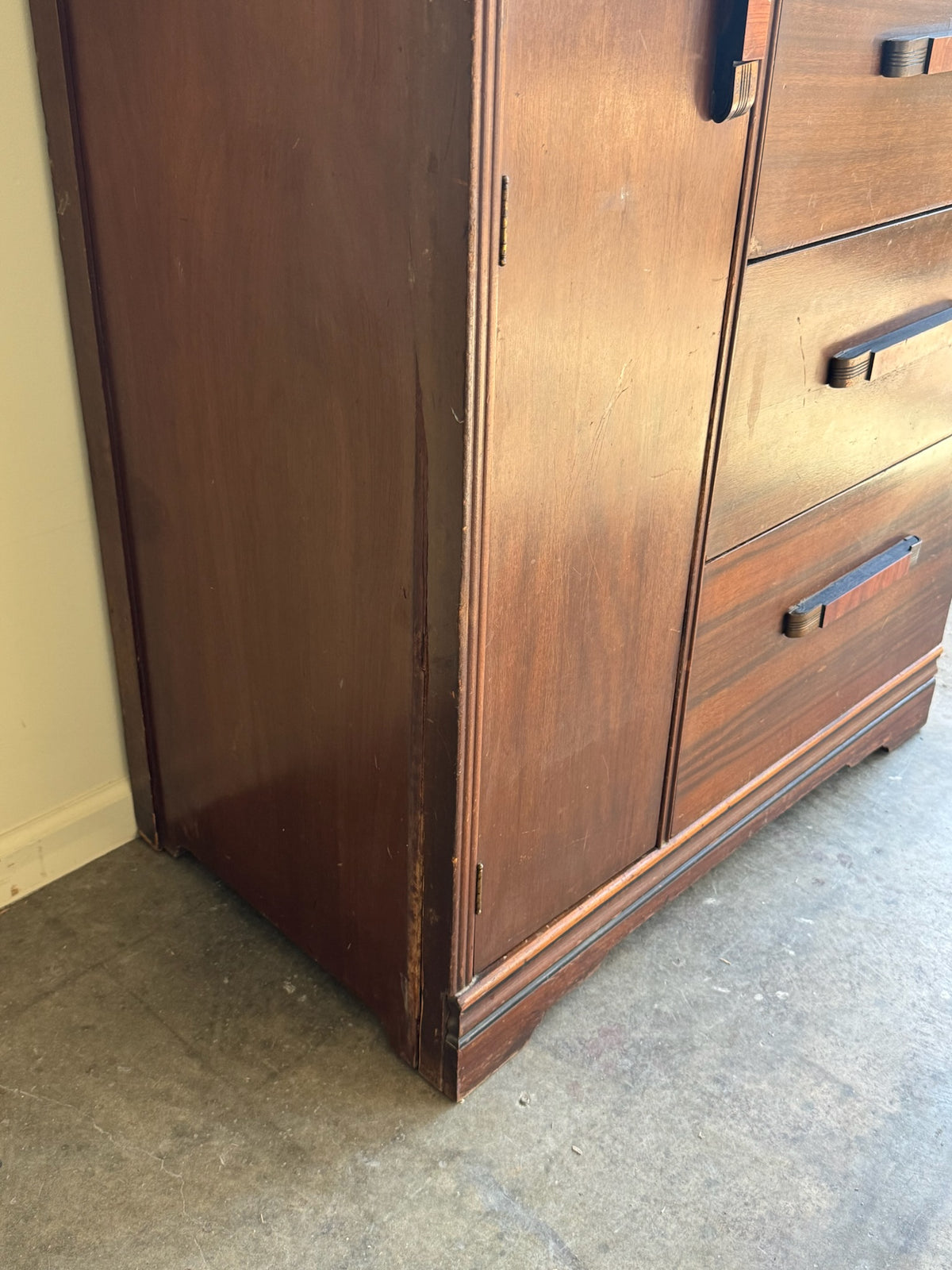 Deco walnut side-by-side dresser