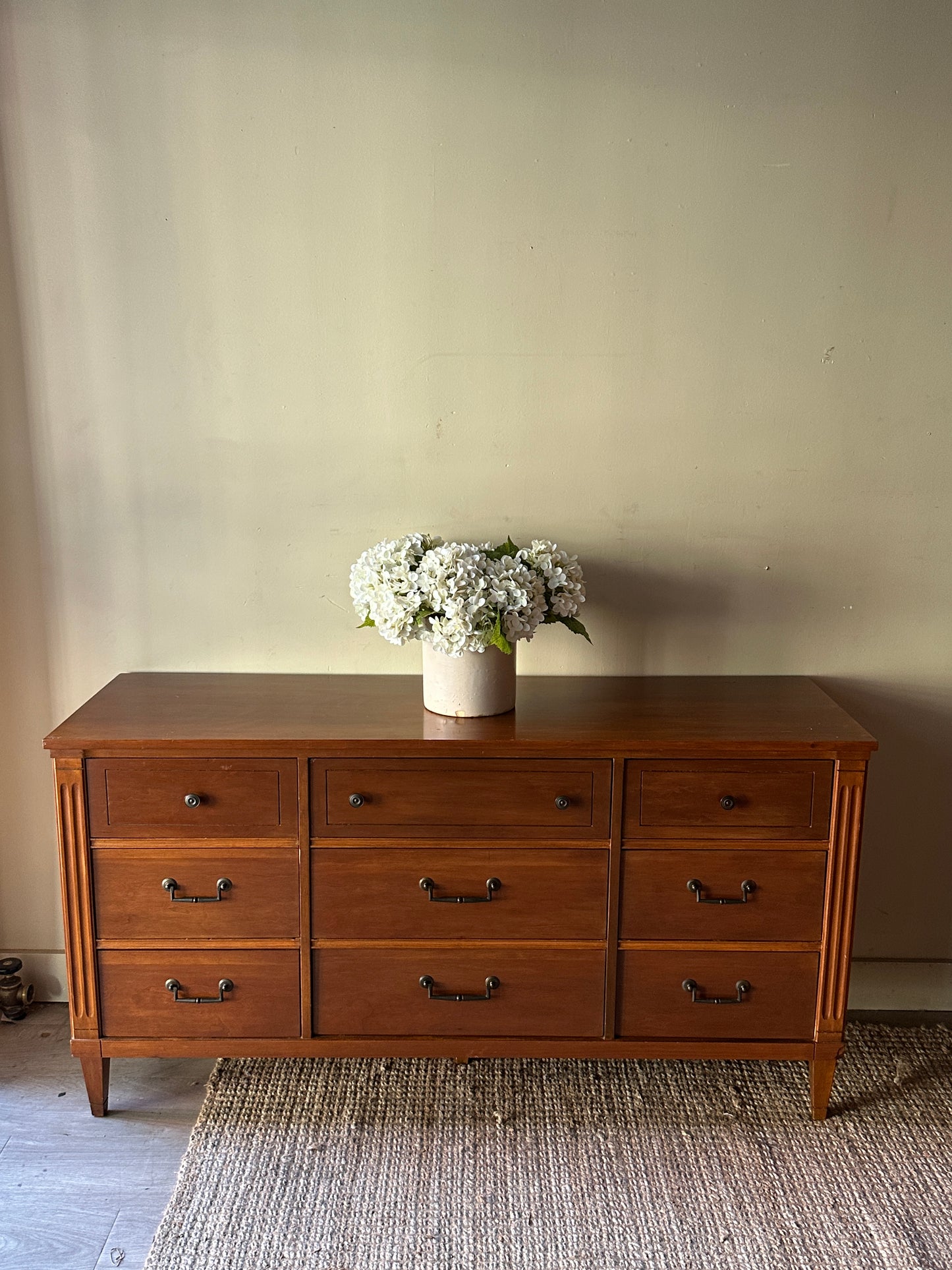 Walnut credenza with 9 drawer