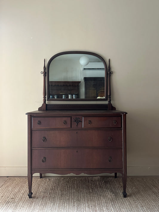 Walnut Depression Dresser with mirror
