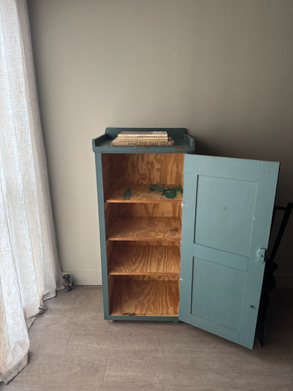 Blue painted pine cupboard