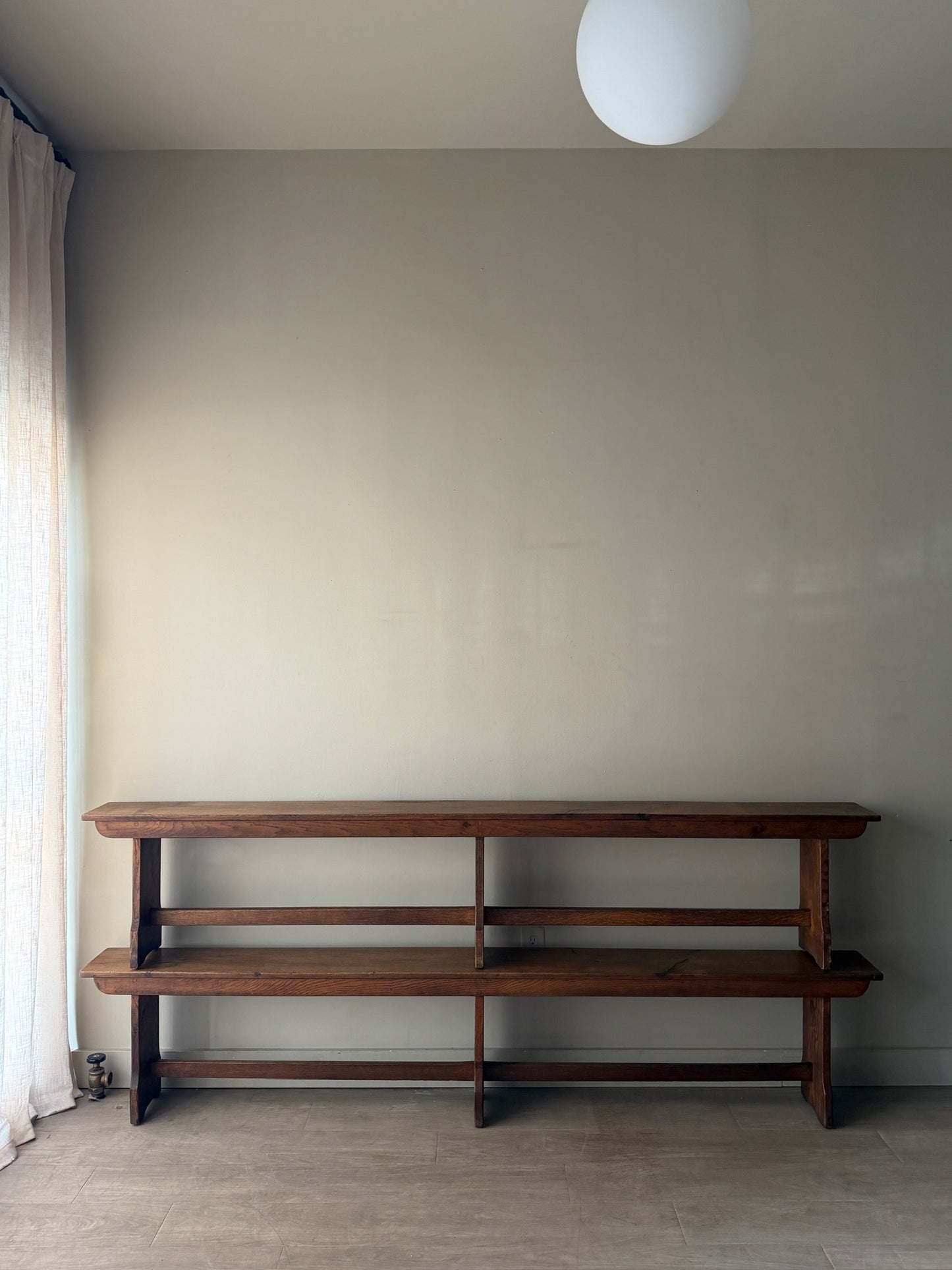 Golden oak benches. Sold individually.