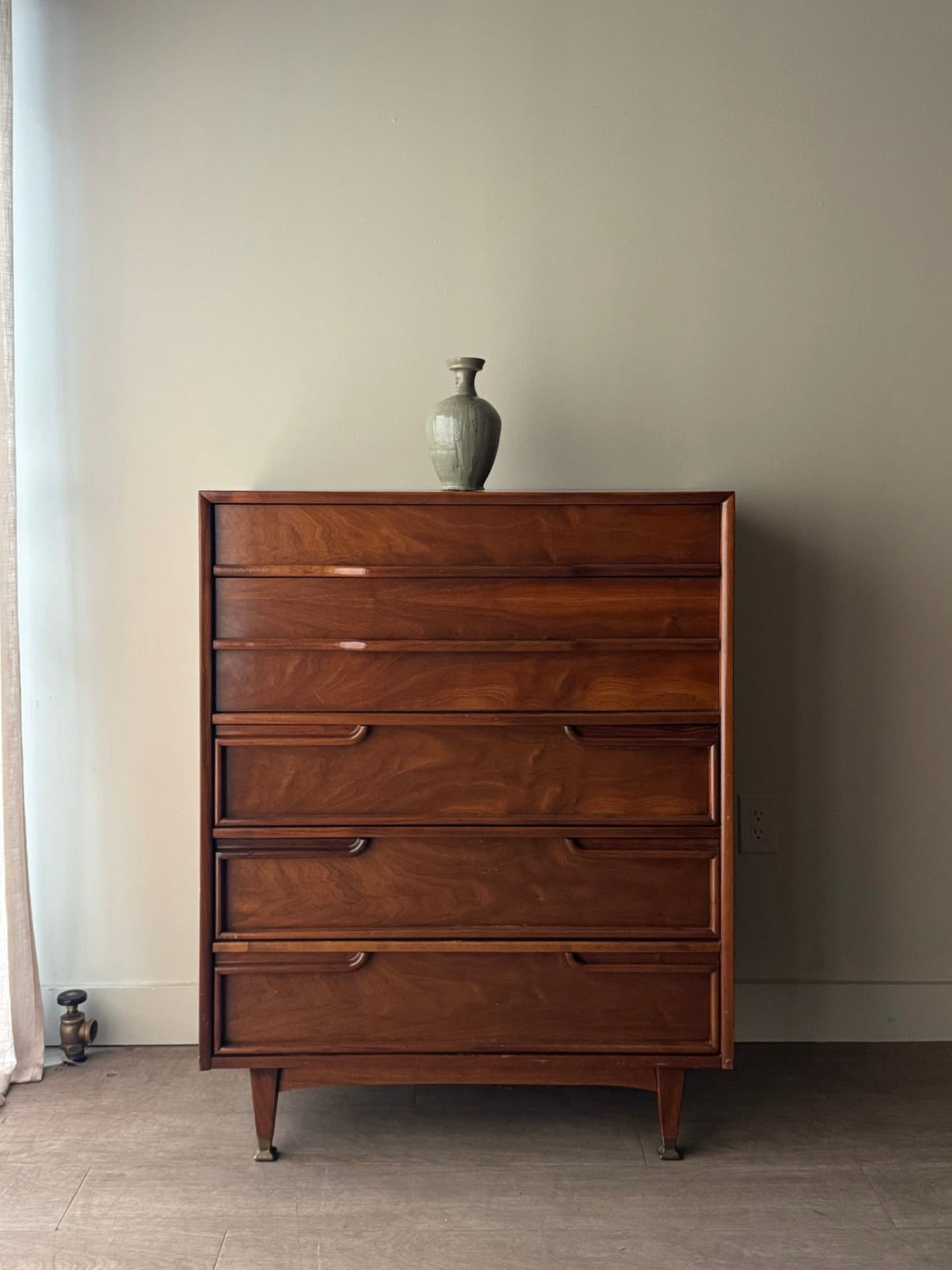 Walnut tallboy dresser