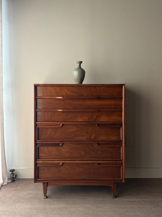 Walnut tallboy dresser