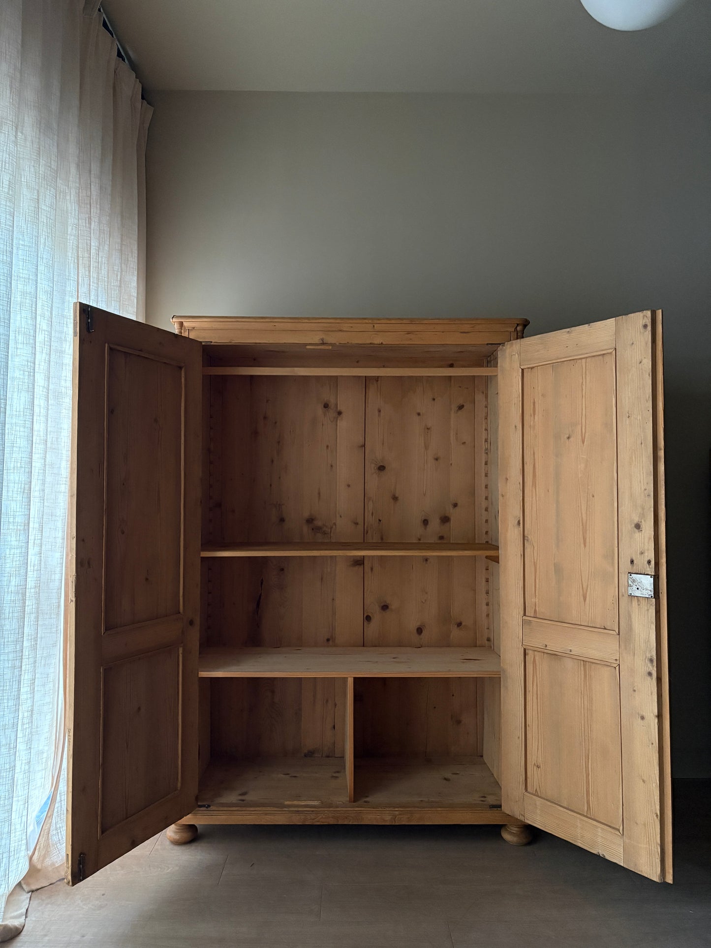 Gustavian waxed pine armoire