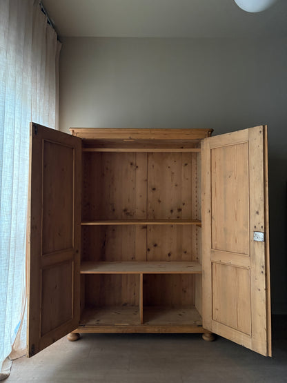 Gustavian waxed pine armoire