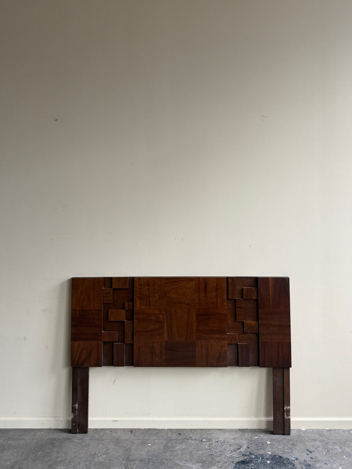 Lane Brutalist walnut queen headboard