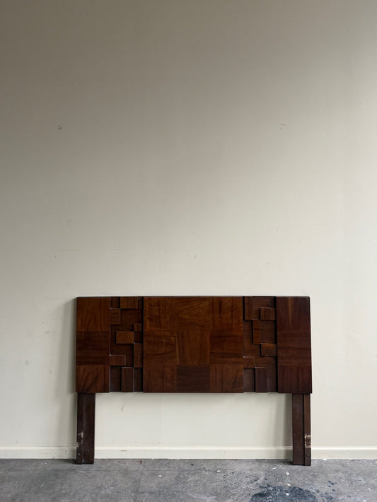 Lane Brutalist walnut queen headboard