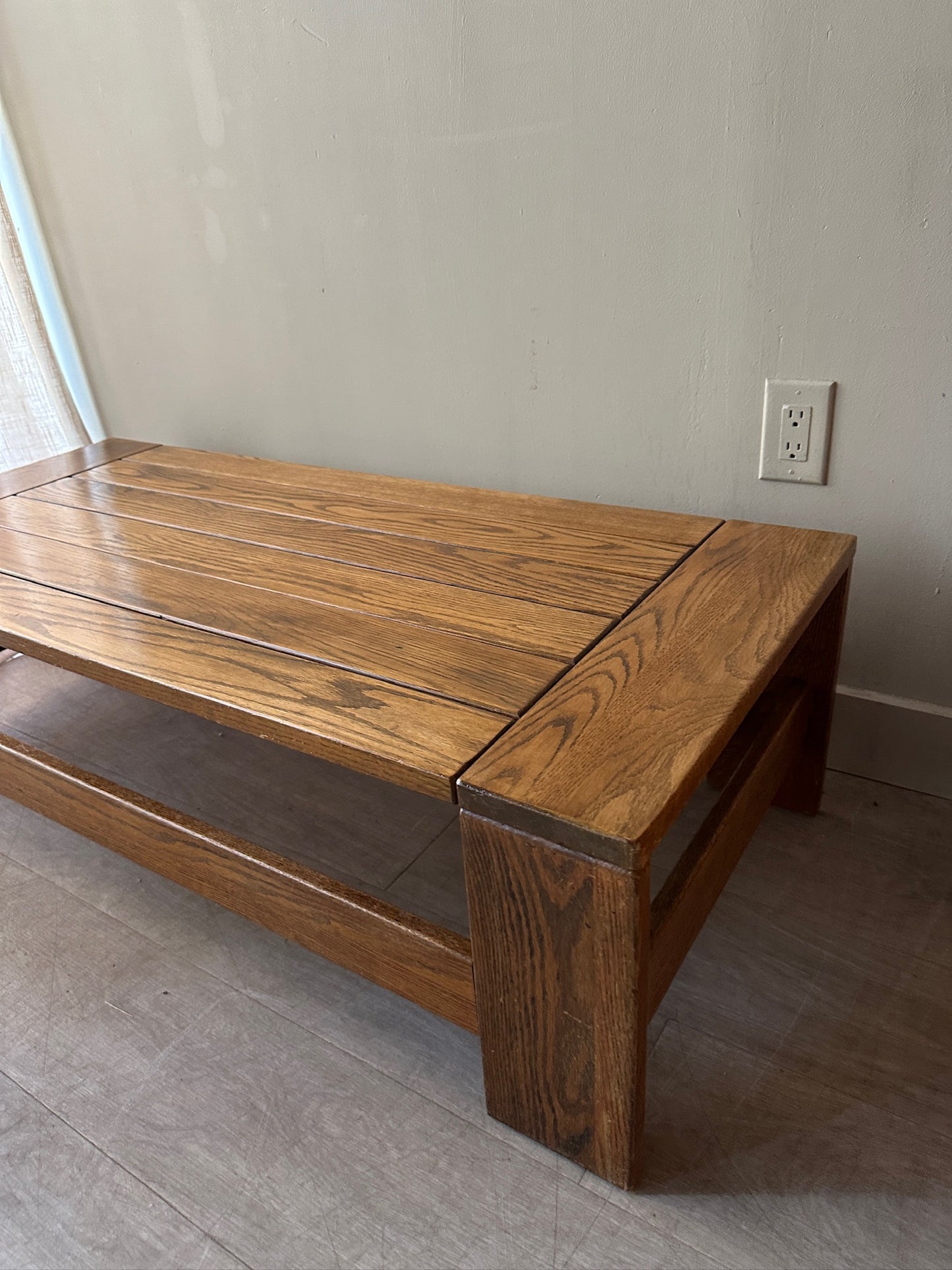 Brutalist oak coffee table