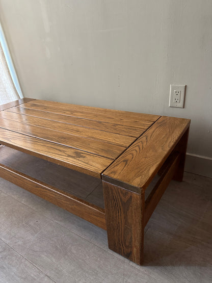 Brutalist oak coffee table