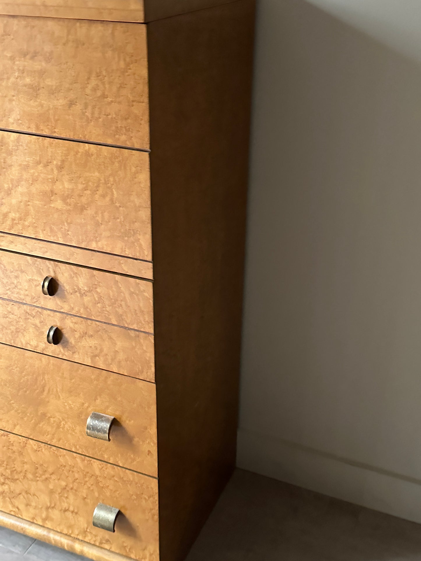 Birdseye maple tallboy dresser