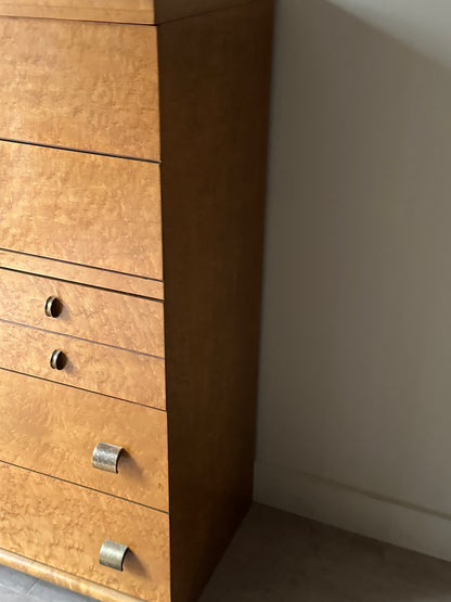 Birdseye maple tallboy dresser