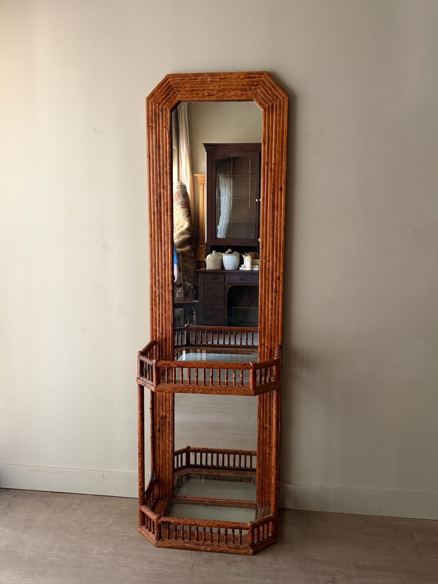 Split bamboo hall mirror