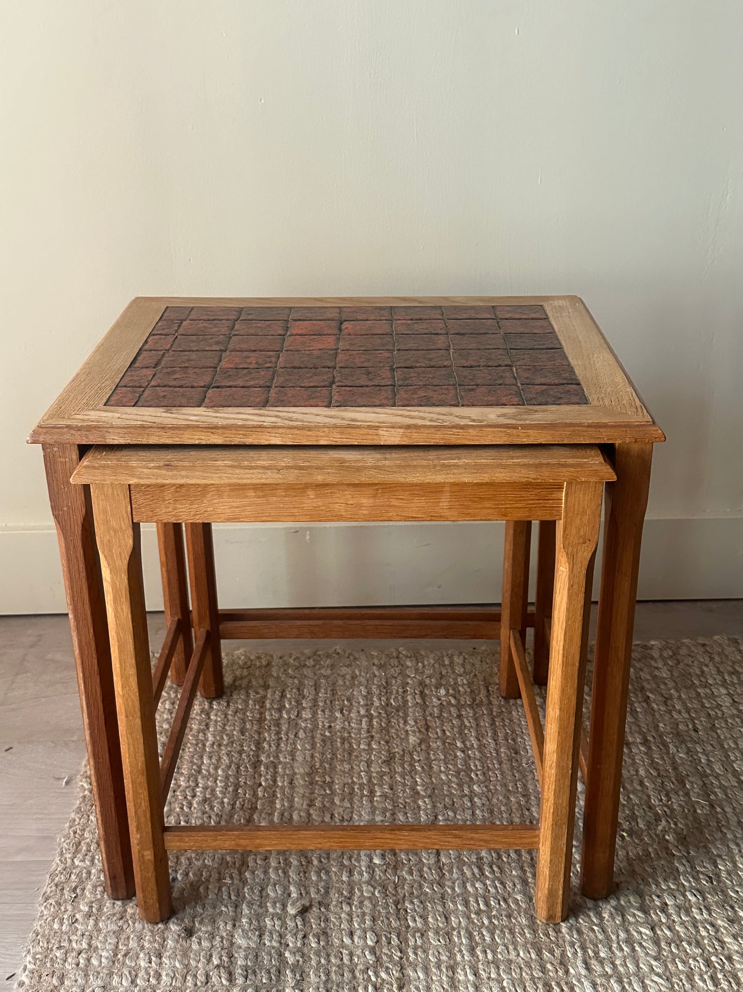 Danish oak and tile nesting tables