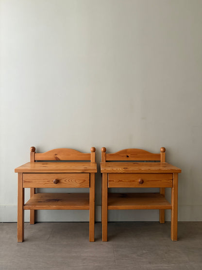 Swedish pine nightstands. Sold as a pair.