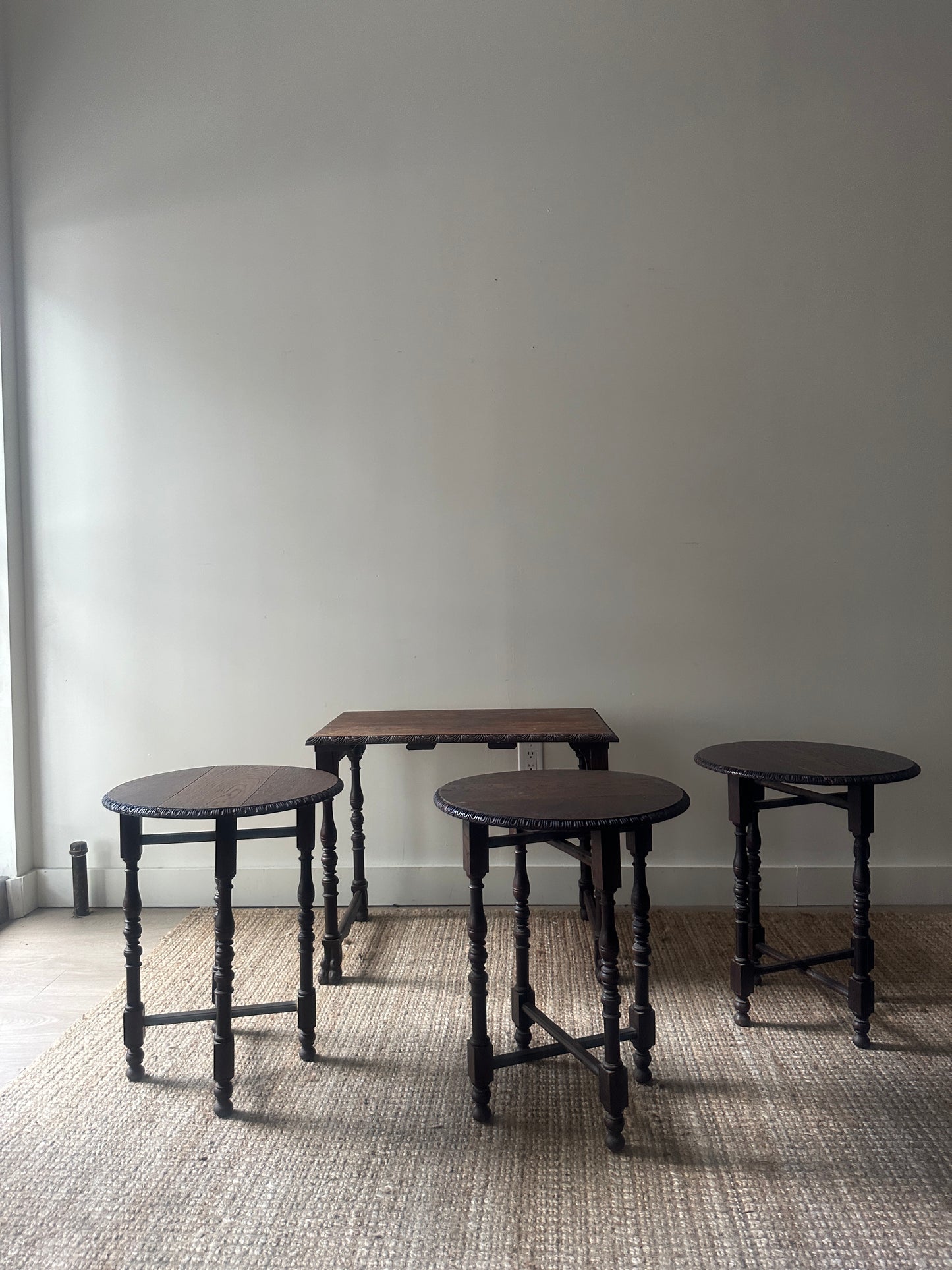 Jacobean carved oak nesting tables