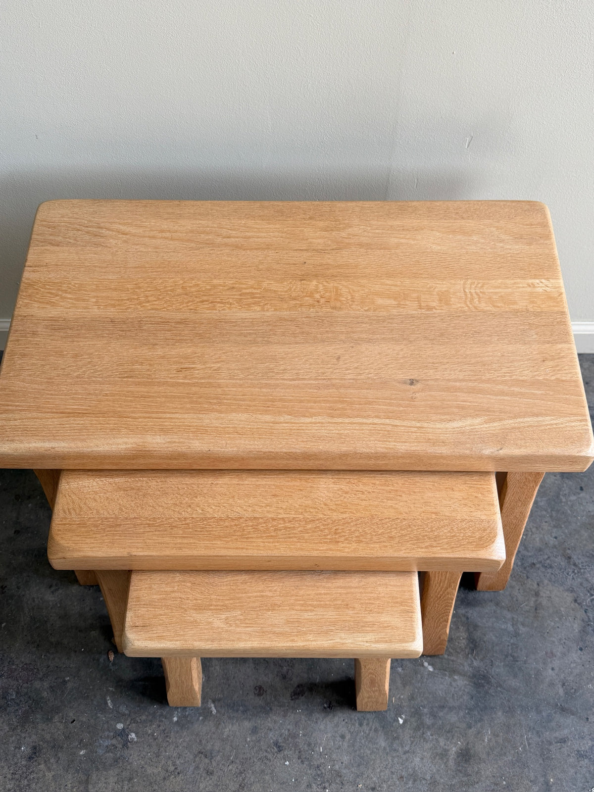 Dutch Brutalist oak nesting tables