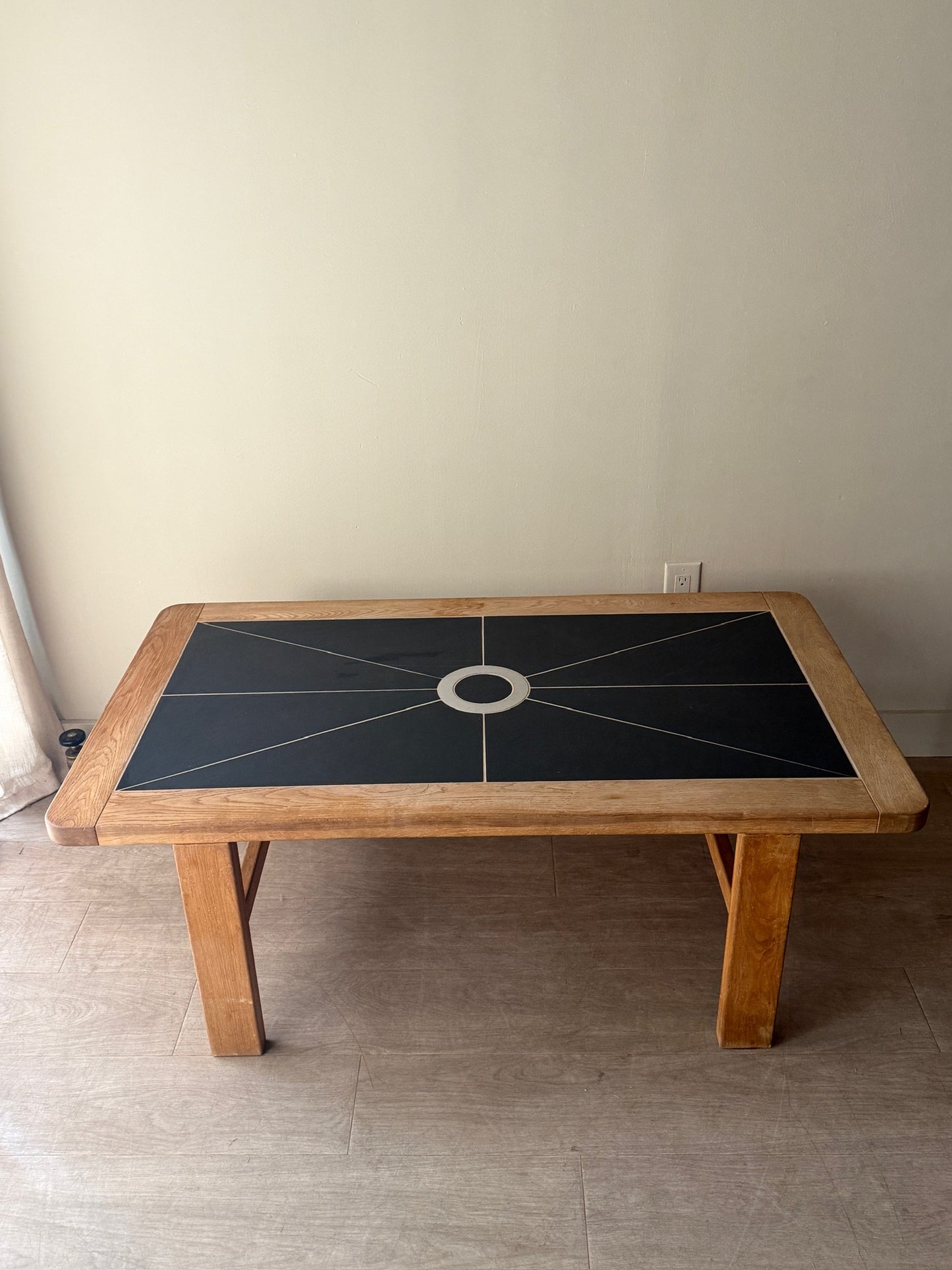 Danish oak & stone coffee table