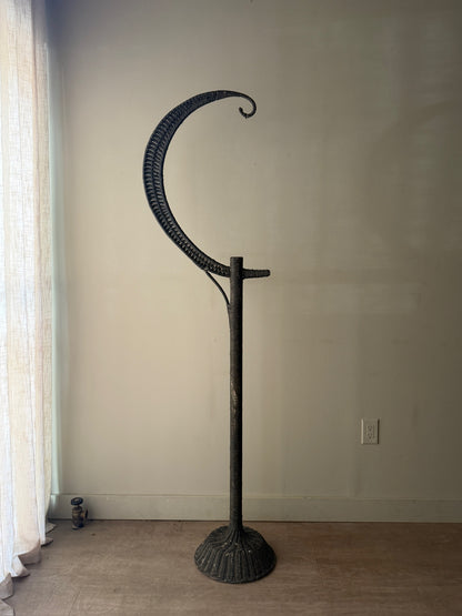 Victorian wicker crescent moon bird cage stand